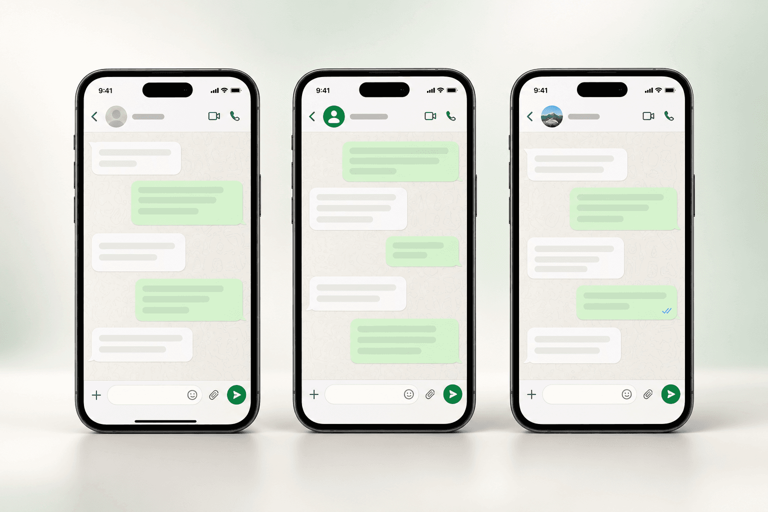 WhatsApp automation software handling customer conversations across three chat screens