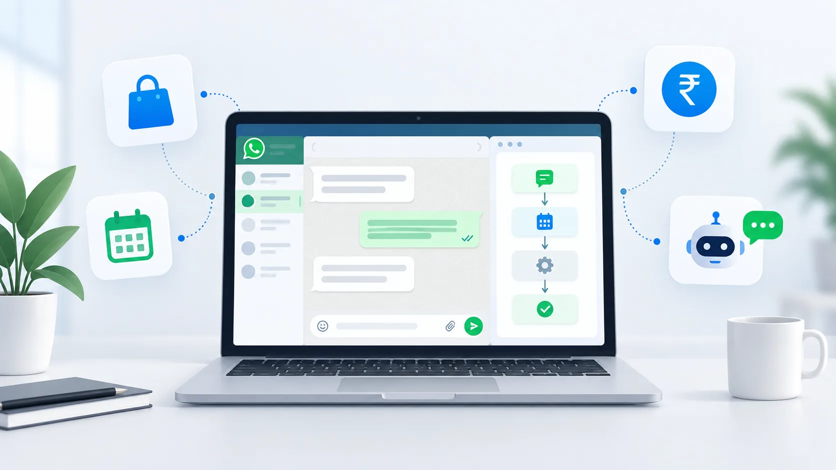 WhatsApp automation India dashboard showing automated customer conversations for an Indian business