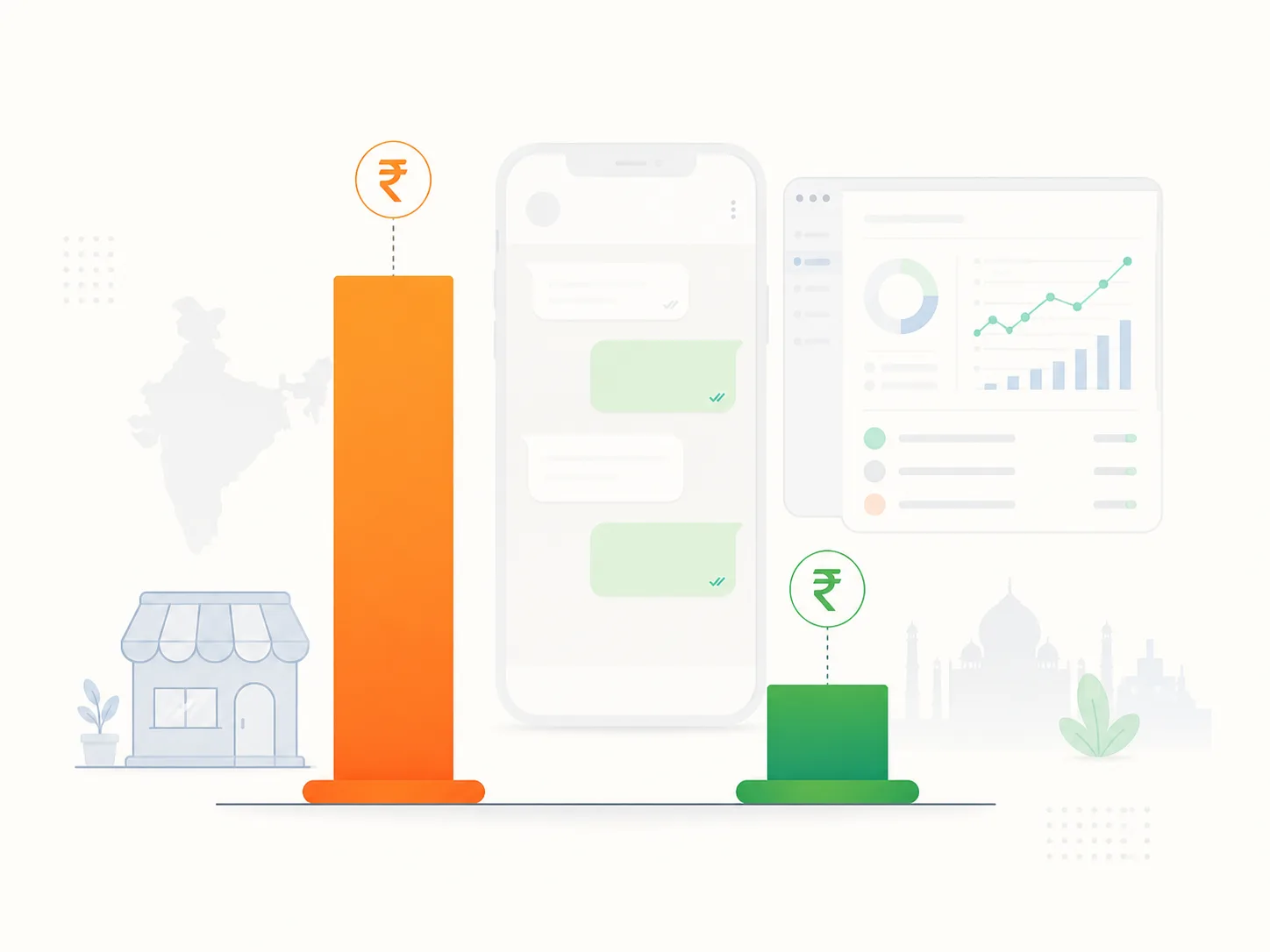 Comparison of WhatsApp broadcast message cost against a WhatsApp business dashboard and analytics